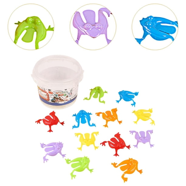 Bunblic Grenouilles Jouets Sautantes Cool Grenouilles Sautantes Cadeaux de Fête avec Seau Couleurs Assorties Grenouilles de Pâque Sautantes pour Enfants Prix de Classe 13 Pcs