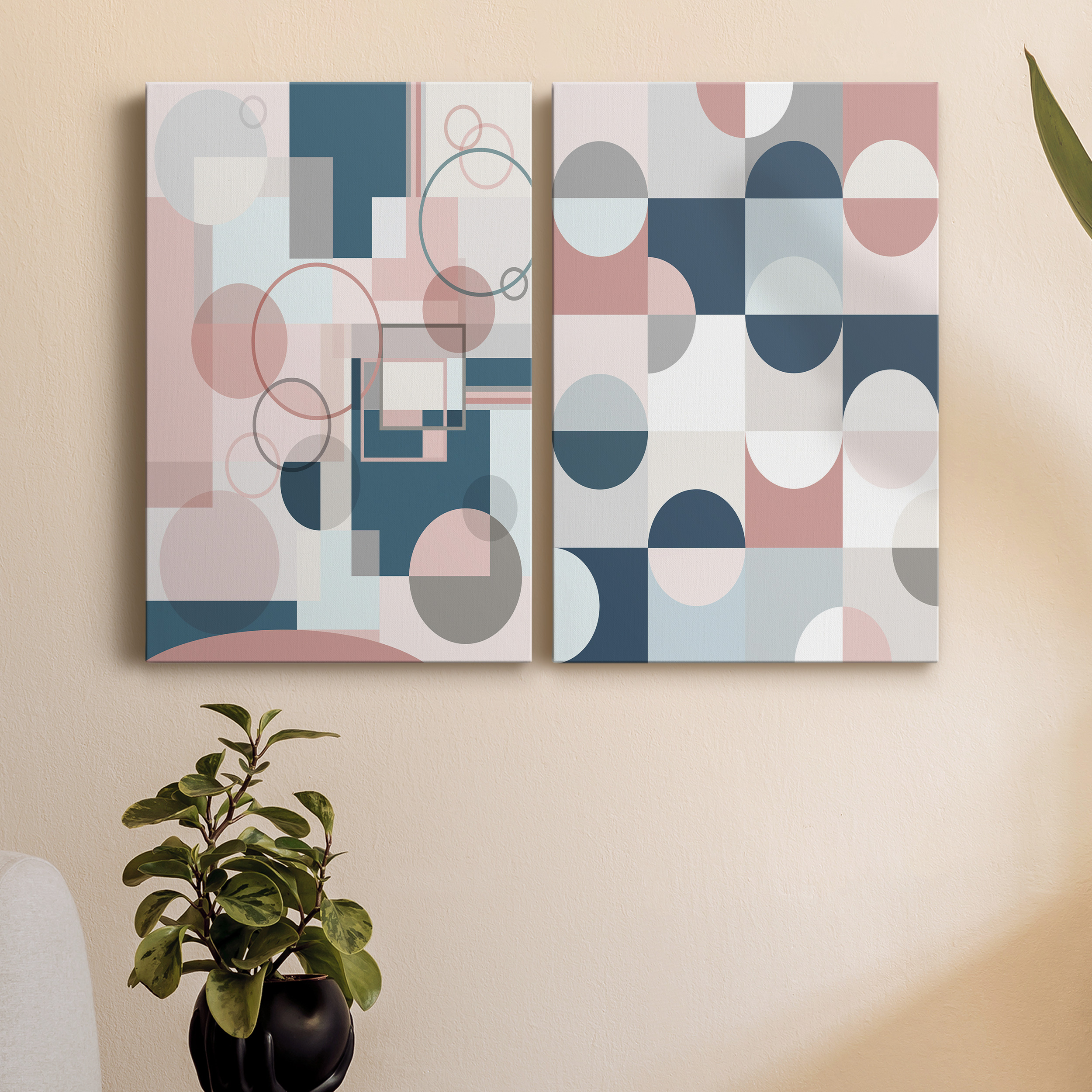 Modern Geo Premium Gallery Wrapped Canvas - Ready to Hang - Set of 2 - 12 x 18 Each
