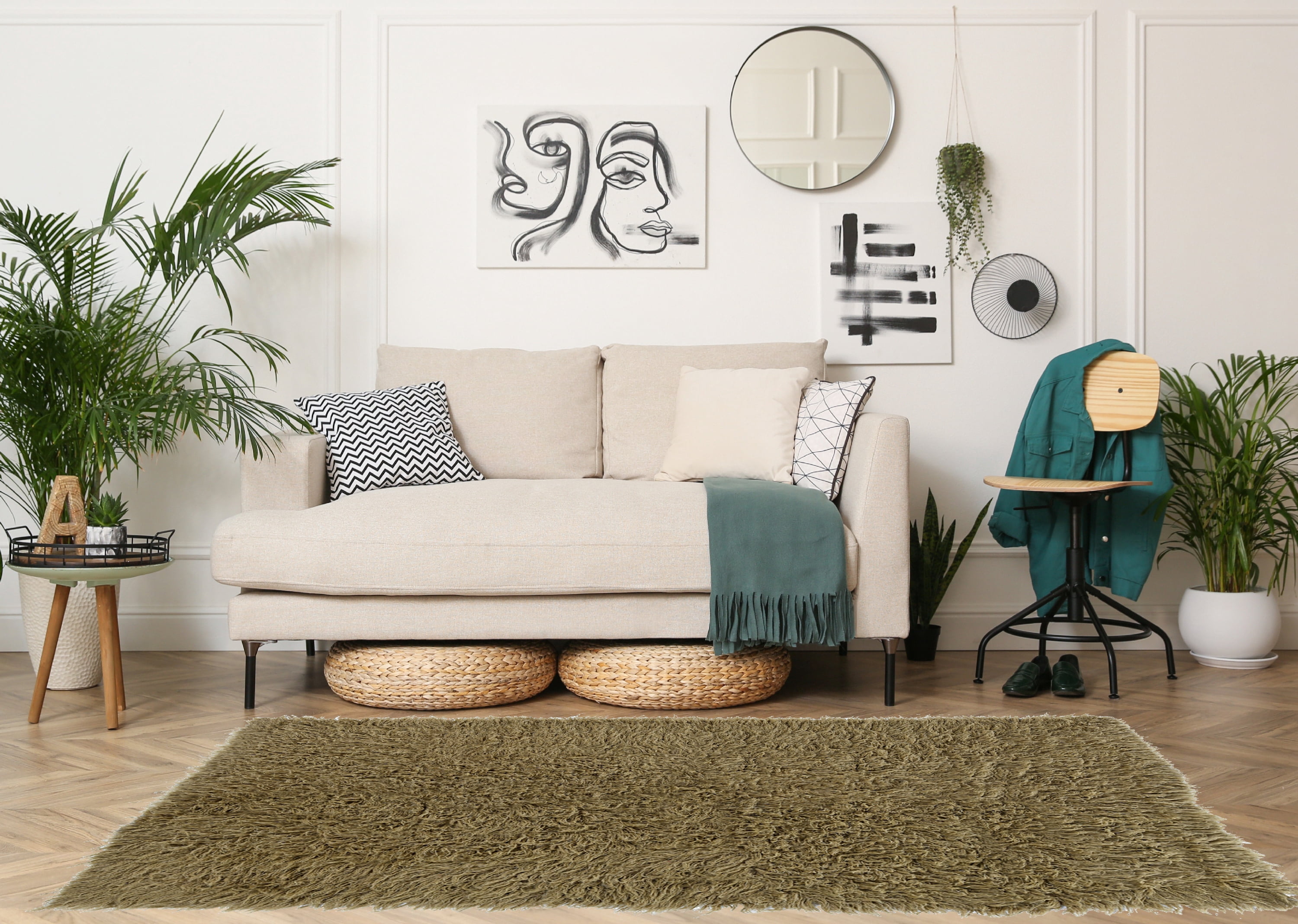 Linon Home Décor New Flokati Area Rug Collection, Mushroom, 5 x 8