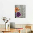 thumbnail image 3 of Acheng Abstract Dahlia Flower Canvas Wall Art Purple &amp; Grey Floral Wall Decor Painting for Living Room Wall Decoration Framed and Stretched Ready to Hang 16x20 in, 3 of 5