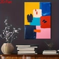 thumbnail image 3 of Modern Abstract Geometric Color Block - Vibrant Multicolor Bold Strokes Wrapped Canvas Wall Art with Red, Blue, Yellow, Black, White, Pink, Orange, 3 of 5
