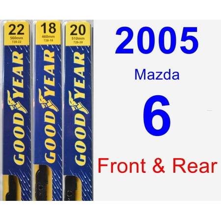 2005 Mazda 6 Wiper Blade Set/Kit (Front & Rear) (3 Blades) - (Best Wiper Blades For Mazda 3)