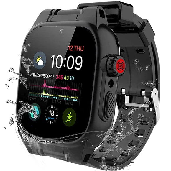 Estuche Apple Watch Series 7 de 45 mm Estuche protector de cuerpo completo 360 con protector de pantalla Estuche impermeable a prueba de golpes y polvo negro