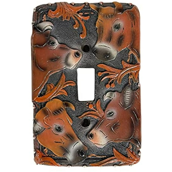 Urbalabs Western Cowboy Cute Cows Rustic Horse Decorative Light Switch Outlet Wall Plate Covers Rustic Light Switch Covers Single Double 2 Gang Switch Plates (Single Switch)
