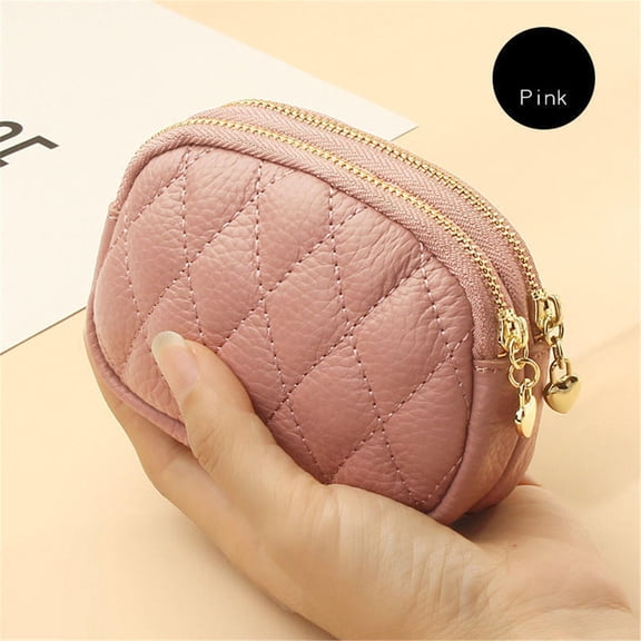 Coin Purse Key Ring Pendant Storage Bag Double Zipper Large Capacity Card Holder