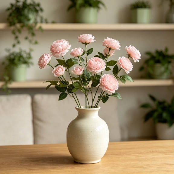 7 Bundles 3-Heads Faux Silk Peony Flowers Realistic Fake Floral Stems Home Wedding Table Centerpiece Vase Decor,Pink