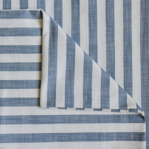 Fabric Mart Direct Blue Gingham Stripes Cotton Fabric By The Yard, 6 Continuous Yards 55 inch or 140 cm Width, Woven Upholstery Fabric, Drapery, Shower Curtain Fabric, Wholesale, Pure Cotton Fabric