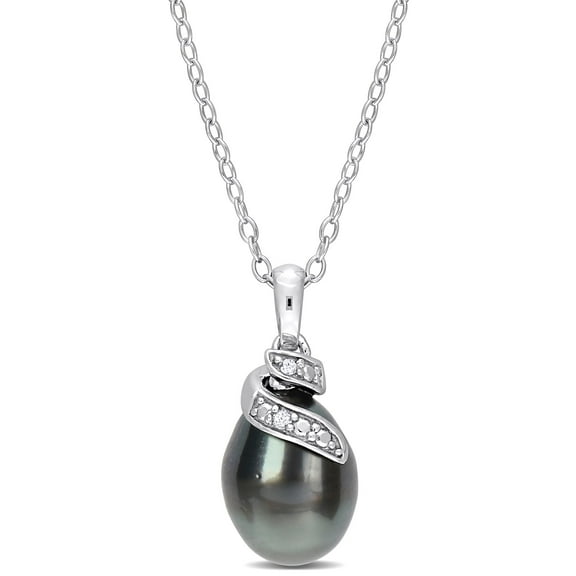 Everly Women's Cultured Pearl and Diamond Sterling Silver Necklace