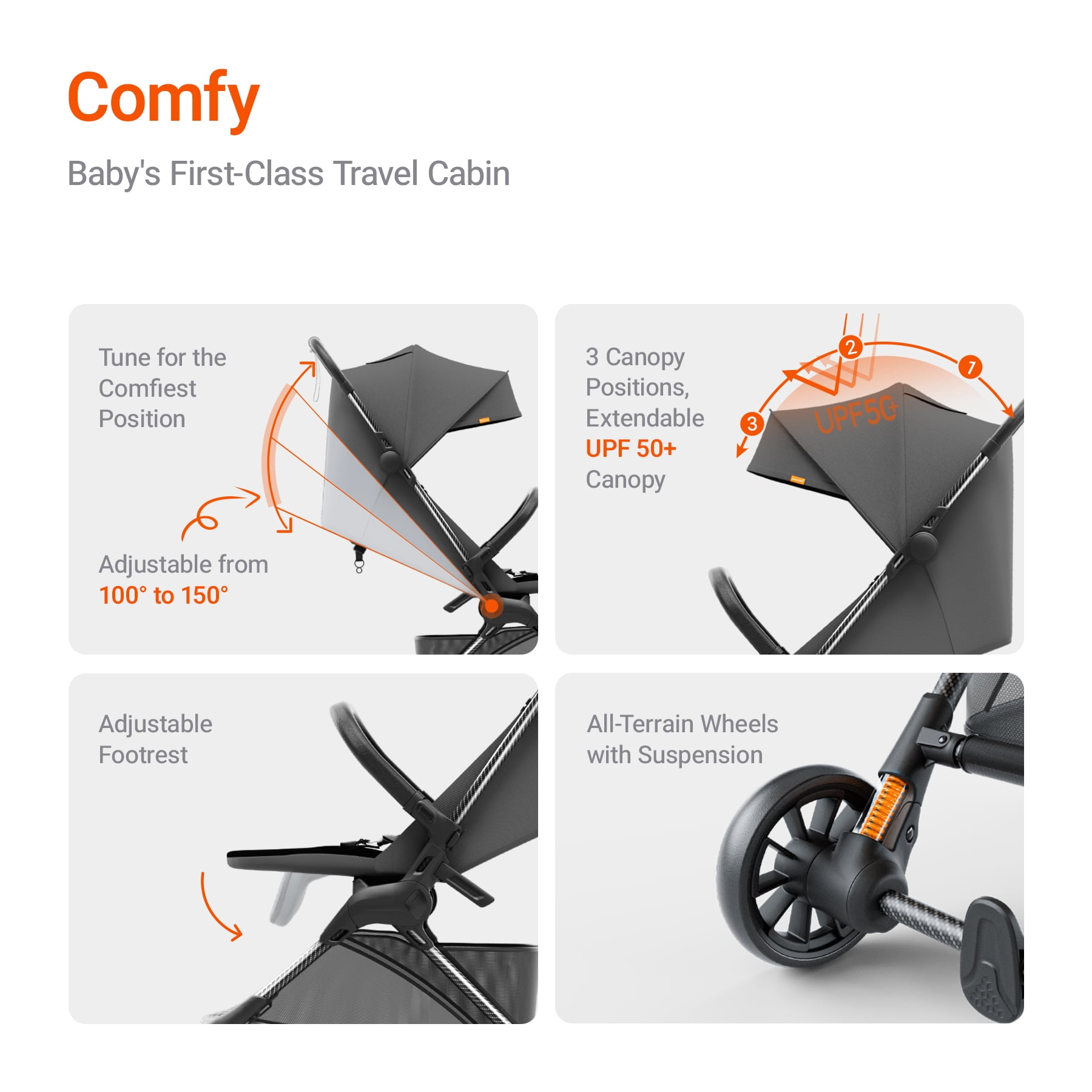 Mamazing Ultra Air X Lightweight Baby Stroller for Airplane Travel, 9.9 lbs, Ultra-Compact, Light & Strong, Age Group: Infant, Single, Black