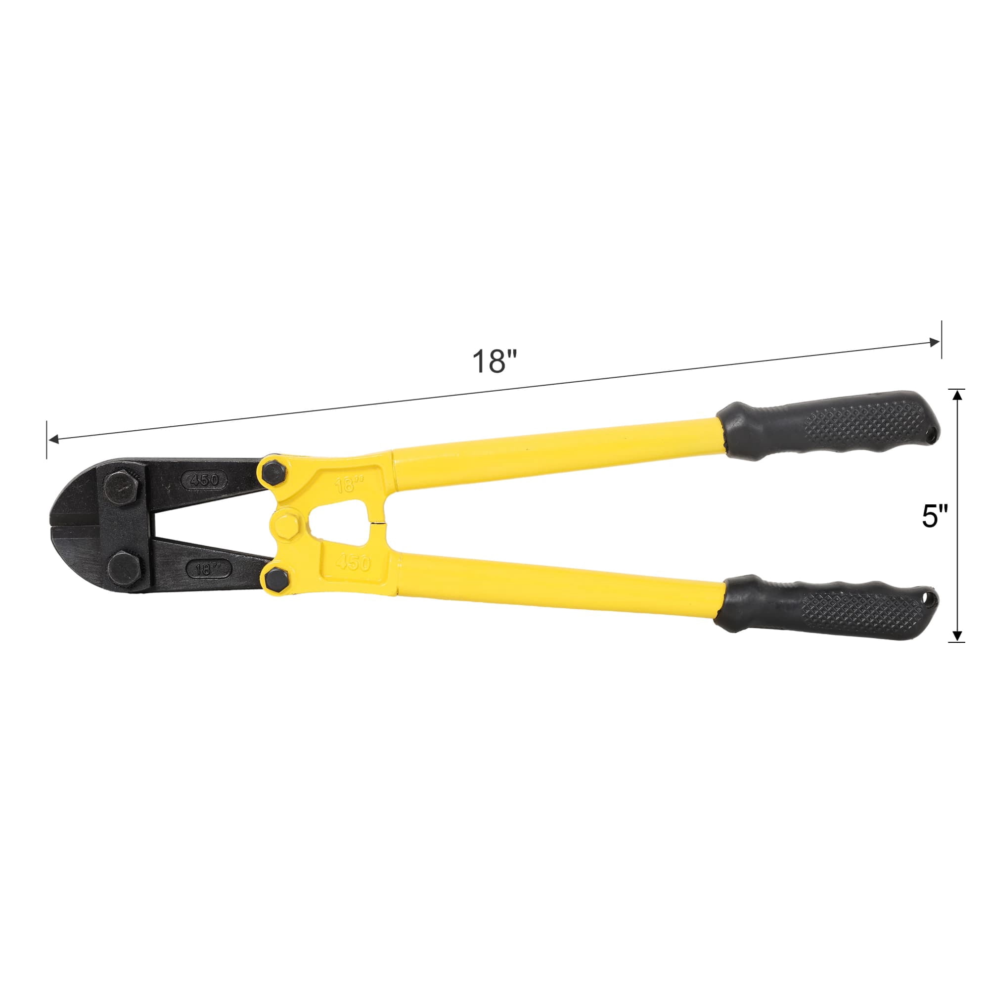 18" Heavy Duty Bolt Cutter, Medium Bolt Cutters for Chain Fence Wire Screws Rivets Padlocks, Steel Wire Cutter with Ergonomic Grip, Yellow