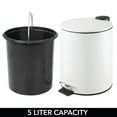 thumbnail image 3 of mDesign Round Metal 1.3 Gallon Step Trash Can, Lid, Removable Liner, Matte White, 3 of 5