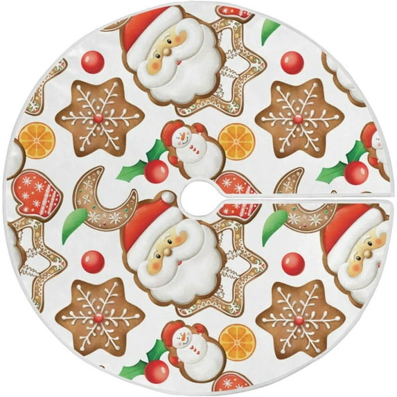 FMSHPON Adorable Christmas Ginderbread Xmas Christmas Tree Skirt Stand Mat for Holiday Party Decoration Indoor Outdoor 48 inches