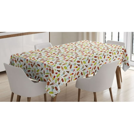 

Ice Cream Tablecloth Frozen Desserts in Wafer Cone Glazed Eskimo with Whipped Cream Chocolate Sundae Rectangle Satin Table Cover for Dining Room and Kitchen 52 X 70 Multicolor by Ambesonne