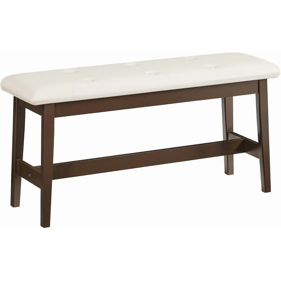 Dining Bench, Bamboo Dining Room Bench with PU Leather Upholstered Seat, for Kitchen, Living Room, Hallway, Kitchen, Entryway, Beige and Brown CE13CD01