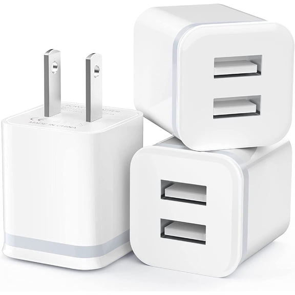 USB Wall Charger, 3-Pack 2.1A 5V Dual Port Cube Power Adapter Plug Block Charging Box Brick for iPhone 14 13 12 11 Pro Max SE XS XR X 8 7 6 6S Plus, Galaxy, LG, Moto, Android Phones