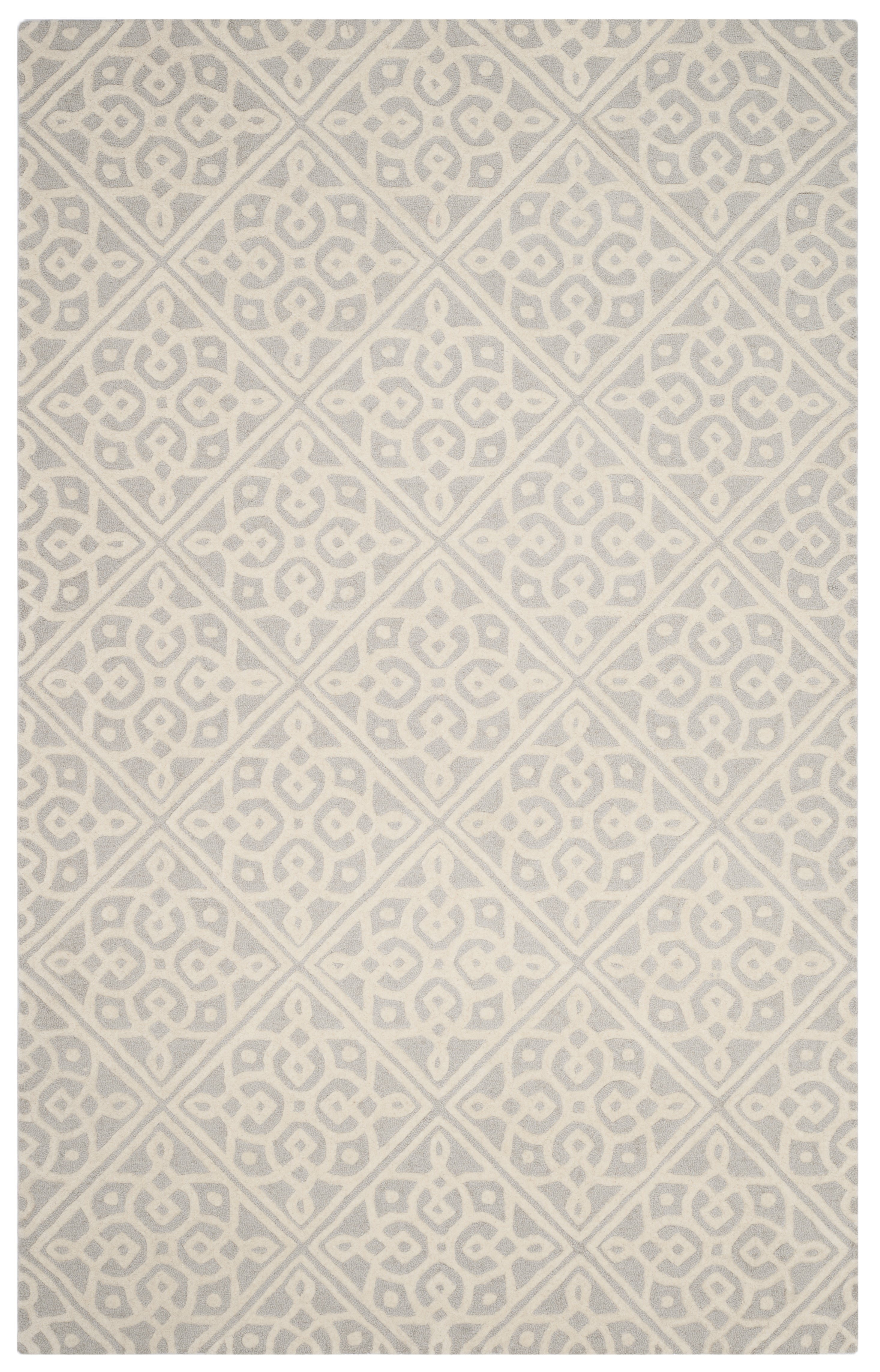 SAFAVIEH Cambridge Mirko Geometric Wool Area Rug, Light Gray/Ivory, 5' x 8'