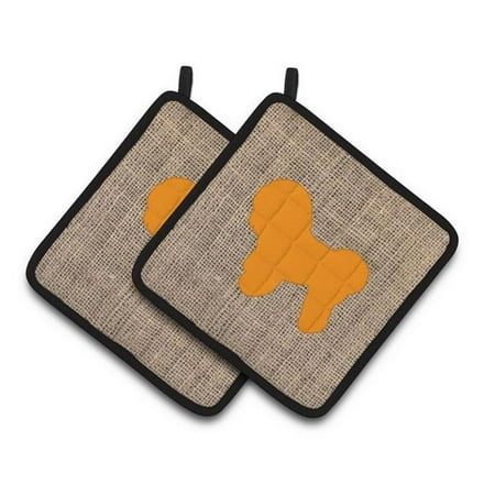 

Bichon Frise Faux Burlap & Orange Pair of Pot Holders