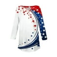 thumbnail image 4 of Yongcuo Independence Day Women's Patriotic American Flag Print Long Sleeve Casual T-Shirt Stars and Stripes Design, Comfortable Fit White XL, 4 of 4