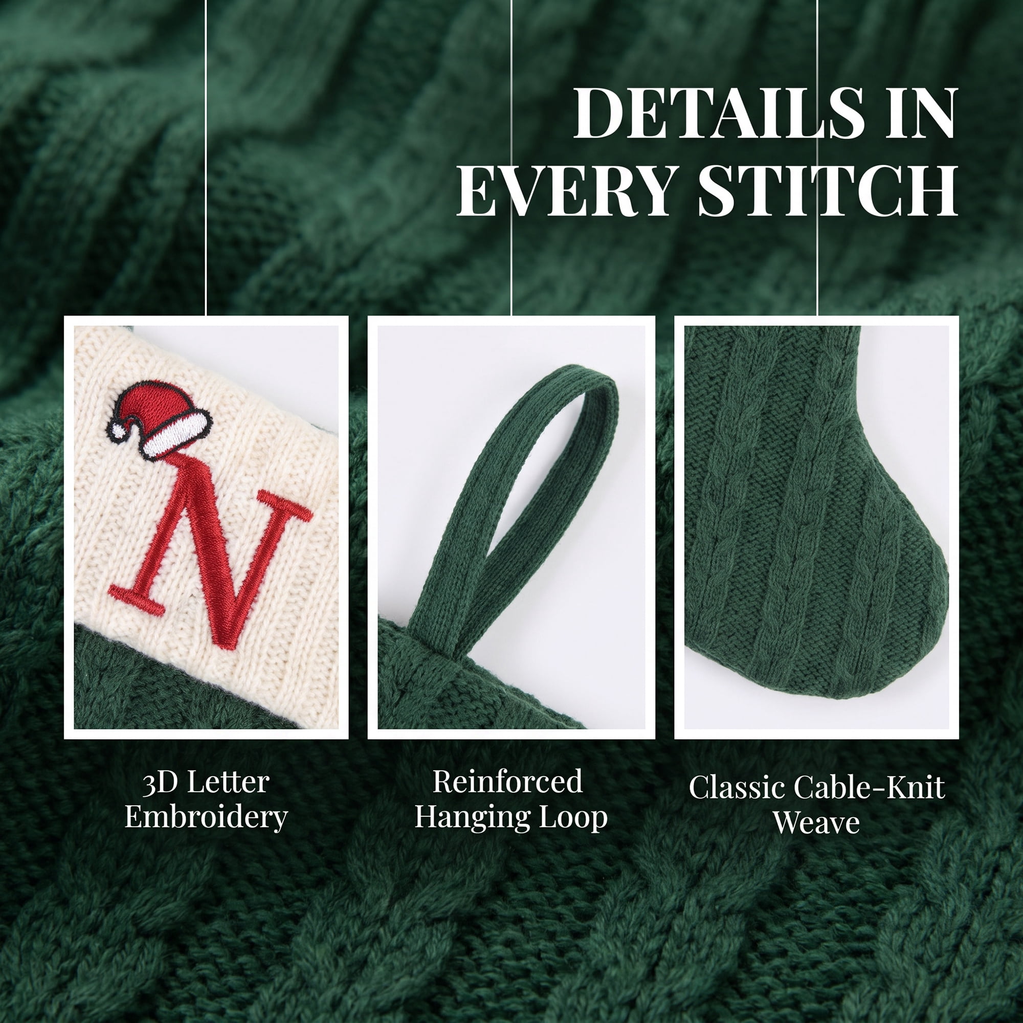 Unique Bargains Christmas Luxury Grand Hearth Accent Stocking Green Letter N 8"