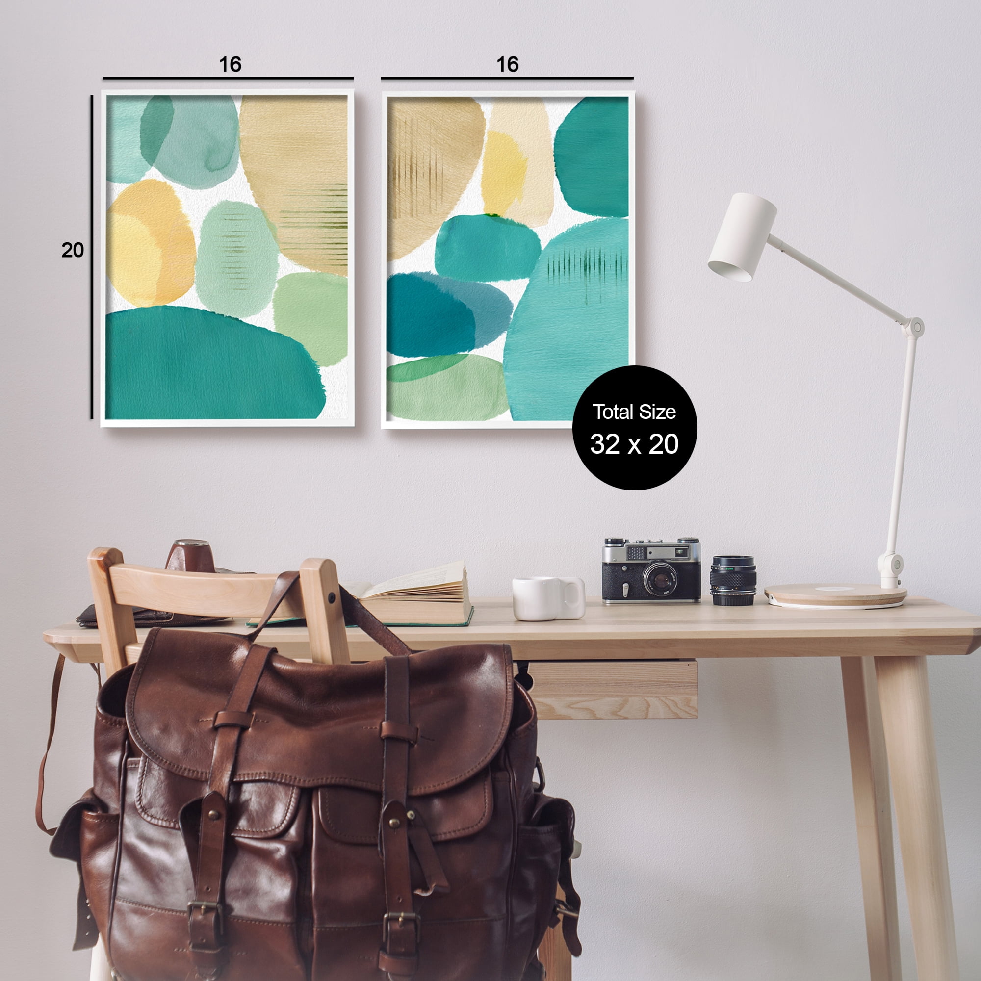 Stupell Industries Abstract Green Geometric Abstract Painting White Framed Art Print Wall Art, 16 x 20