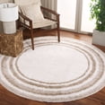 thumbnail image 2 of SAFAVIEH Border & Stripe Hyram Bordered Shag Area Rug, Ivory/Beige, 6'7" x 6'7" Round, 2 of 7