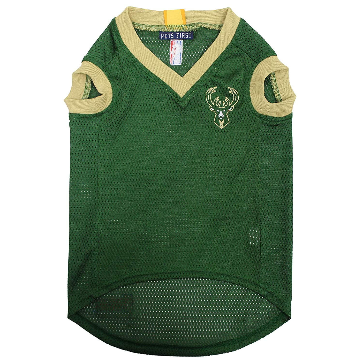 Pets First Polyester Mesh Milwaukee Bucks NBA Dog & Cat Jersey, Green, L