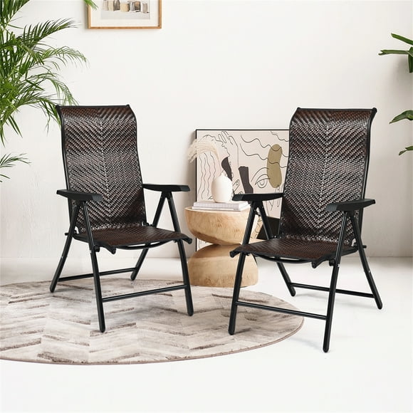 Sillas plegables de ratán Costway 2 sillas Portátiles Altura Regulable 69 x 58 x 85-112 cm