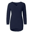 thumbnail image 4 of ManxiVoo V Neck Long Sleeve Pullover for Women Loose Fit Soft Fuzzy Sweater Casual Comfortable Knit Top Cozy Everyday Jumper XXXXL Size Navy, 4 of 7
