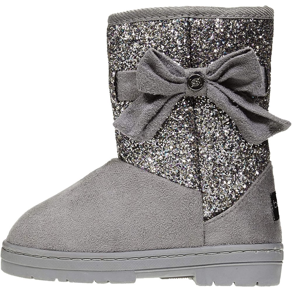 bebe bebe Girls Glitter Winter Boots with Side Bow Casual Dress Warm