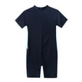 thumbnail image 4 of ZDHoor Kids Girls Short Sleeve Swimming Surfing Jumpsuit Zippered One Piece Rash Guard,Sizes 8-16 Navy Blue 10-12, 4 of 7