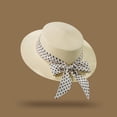 thumbnail image 5 of SGMVNU Sun Hats for Women, Fashion Back Bowknot Wide Brim Retro Flat Top Panama Boater Straw Hats Vacation Beach Hat Packable, One Size, White, 5 of 6