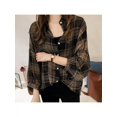 thumbnail image 3 of MarinaVida Women Long Sleeve Button Down Striped Turn Down Collar Loose Blouse, 3 of 5