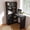 Black-1 Desk, variant on 43" L-Shaped Computer Desk with Glass Cabinets & Built-In LED Lights,Office Desk with Power Outlets and Slide Drawers and Storage Shelves,Black
