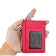 thumbnail image 6 of Njjex Rfid Blocking Front Pocket Wallet with Key Ring, Secure Credit Card Wallet Mini Card Holder with Zipper and Id Window, Genuine cowhide Leather Durable Slim Wallets -Hot Pink, 6 of 7