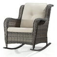 thumbnail image 4 of MeetLeisure Hand-woven Wicker Outdoor Rocking Chair with Beige Cushion, 4 of 10