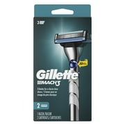 Gillette Mach3 3D Mens Manual Razor Handle and 2 Blade Refills, Silver