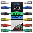 thumbnail image 1 of Cables de conexión Cat6 de 3 metros (paquete de 6), cable Ethernet Cat6, 24 AWG CCA, cable de red UTP, cable de Internet, compatible, 1 of 4