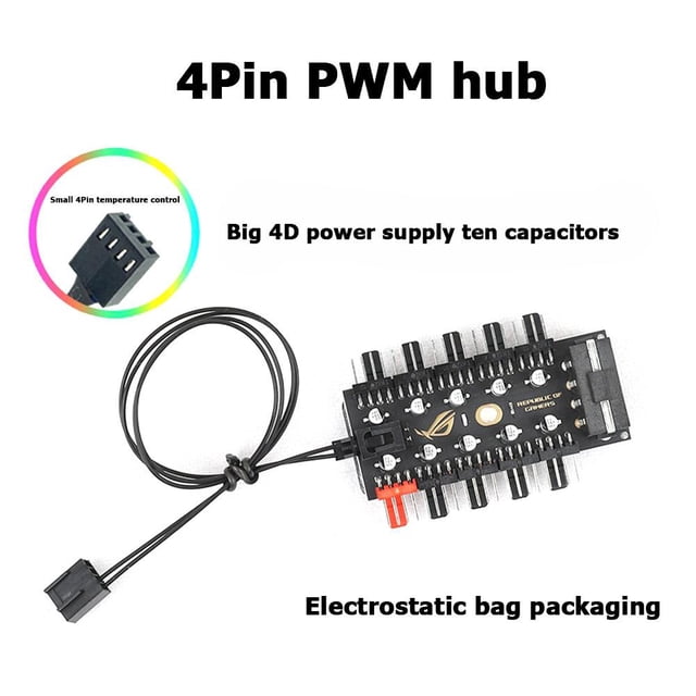 Controlador de velocidad de extensión del divisor HUB del ventilador del enfriador PWM de 1 a 10 4 pines (4D)