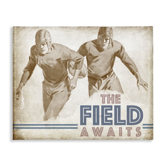 Stupell Industries Traditional The Field Awaits Football Vintage Sepia Design Canvas Art, 20 x 16, by The Saturday Evening Post