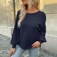 thumbnail image 5 of BLVB Womens Long Sleeve Tops Dressy Casual Spring Fall Crewneck Knit Blouses Back Cutout Shirts Pullover Fashion Navy, 5 of 6