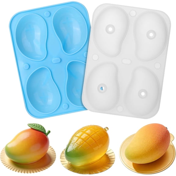 3D Mango Shape Cake Mold - 4 Cavity Fruit Pudding Mango Silicone Molds for Baking Pastry, Ice Cream, Mousse Cake Decoration Mould Supplies