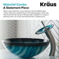 thumbnail image 6 of AUS Nature Series Blue Glass Bathroom Vessel Sink and Waterfall Faucet Combo Set with Matching Disk and Pop-Up Drain, Satin Nickel Finish, 6 of 8