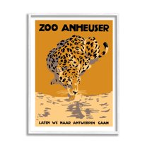 Stupell Industries Vintage European Zoo Advertisement Orange Panther Spotted Feline, 11 x 14,Design by Jacob Green