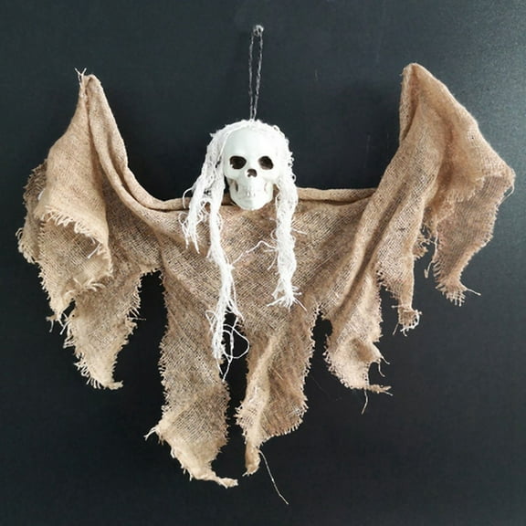 Skull Ghost Halloween Decorations Haunted House Horror Charm Hanging Cloaks Mini Ghosts Brown