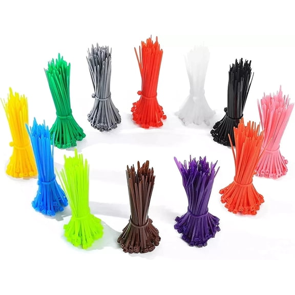 1200 Pcs Mixed Colored Zip Ties, 4 Inch Multicolor Self-Locking Nylon Cable Zip