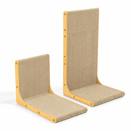 Cardboard Cat Scratcher 23 L-shaped Scratch Pad Vertical Wall-leaningd To Protectniture For Indoor Cats Wood Grain Large 2-pack