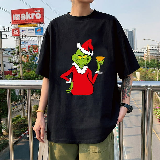 Grinch Retro Fashion and Popular Printed T-shirt,Adult Loose Casual Cotton Short Sleeves,Christmas - Walmart.com