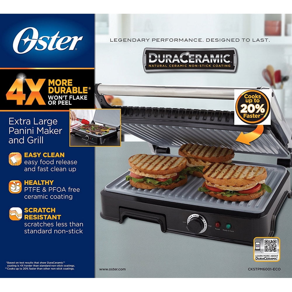 Best Buy: Oster DuraCeramic 2-in-1 Electric Panini Maker/Grill Charcoal  CKSTPM20W-ECO