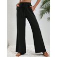 thumbnail image 4 of SWSMCLT Women's Palazzo Pants Travel Lounge Beach Long Pleated Summer Casual Trousers High Waisted Pants Black 4-6, 4 of 5