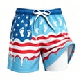 thumbnail image 3 of PRfgtbd Boys Swim Trunks Independence Day Patriotic Print Swimwear Kids Quick Dry Swimming Shorts With Compression Liner Beach Shorts 11-12 Years, 3 of 3